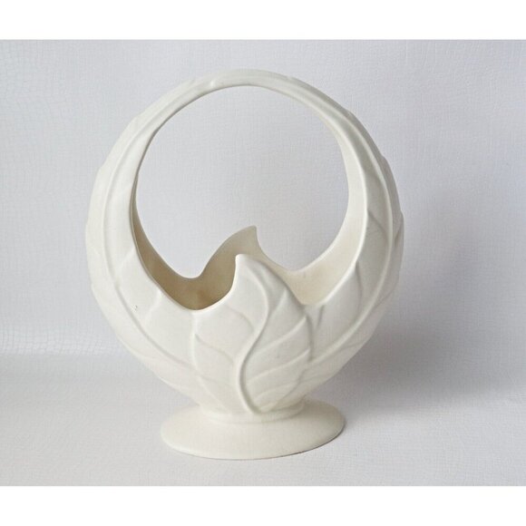 Vintage Beswick Ware Art Pottery Ceramic Deco Ivory Flower Posey Basket - Picture 1 of 7
